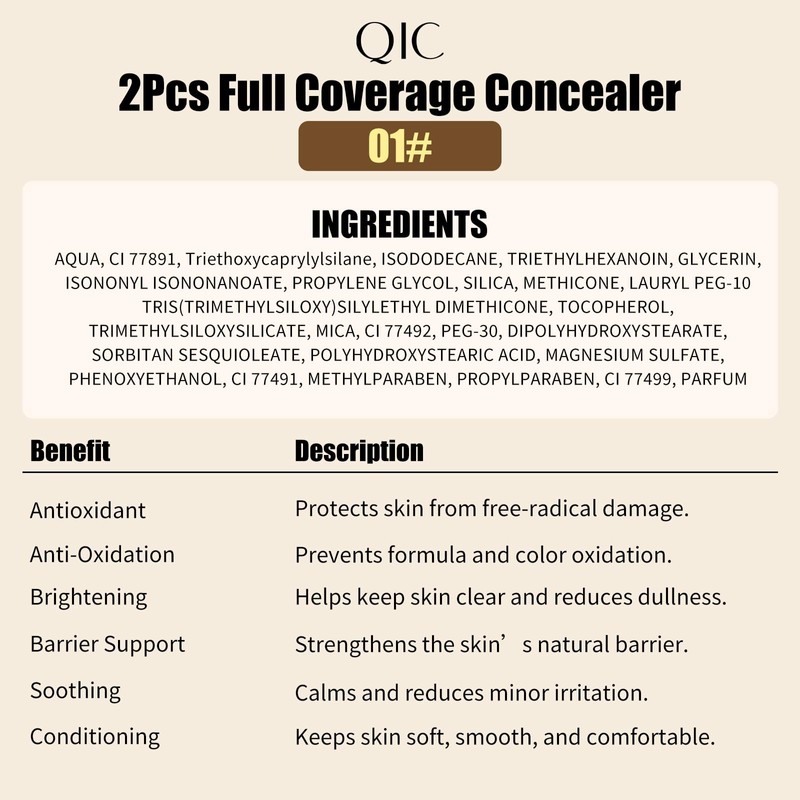 2Pcs Liquid Concealer Makeup, Eye Concealer, Full Coverage Concealer For