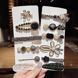 RICISUNG Hairpins, Set of 12, Stylish Hair Clips, Pearls, Hair Accessories, Glitter Pins, Hair Accessories, Hair Ornaments