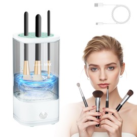 Efficient Electric Makeup Brush Cleaner – 8000 RPM Automatic Cleaner with Multi-Size Silicone Holder, Deep Cleans Makeup Brushes and Sponges