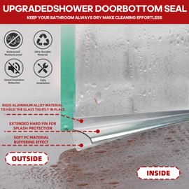BSFRNF 2 Pcs 25" Chrome Framed Shower Door Replacement Bottom Deflector, Water Deflector with Shower Door Bottom Seal, Applied Mounting Tape and Screws (25Inch)