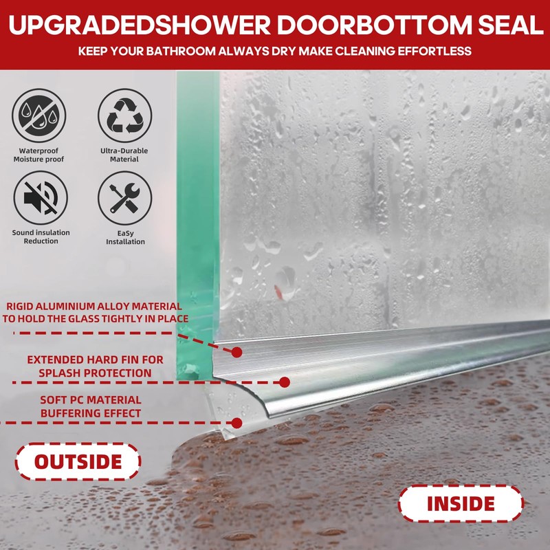 BSFRNF 2 Pcs 25" Chrome Framed Shower Door Replacement Bottom