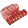 MEEDEE 10 Inch Mesh Ribbon Red and Gold Christmas Deco