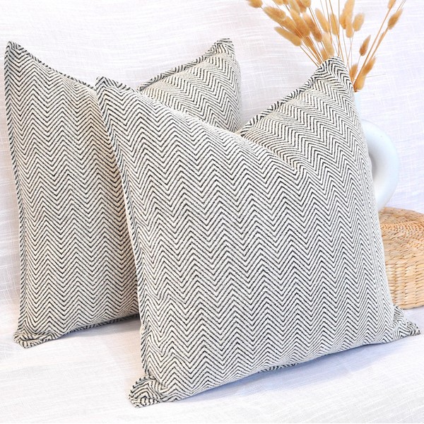 Black and White Sofa Pillow Covers 18x18 Pack of 2