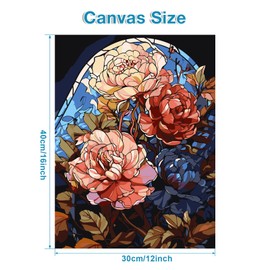 HEIBAGO Paint by Numbers kit for Adults Framed, Flowers DIY Oil Painting for Gift Acrylic Adult Paint by Number Kits, Pictures Drawing Paintwork Art on Canvas, Idea Gift for Art Lovers 12x16inch