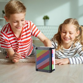 Leopacat 3D Pin Art Board, 3D Hand Print Board Novel Pin Art Toy 3D Sculpture Colourful Rainbow Picture Impressions Gadget Frame Classic Childrens Toy for Kids Adult Family (Black Bottom Trumpet)