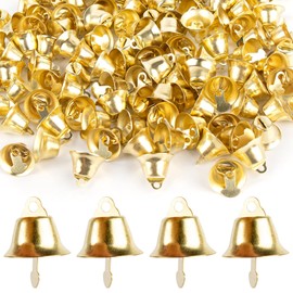 AUEAR, 120 Pack Gold Mini Jingle Bells Small Liberty Bell 16mm Craft Decorative Bell Xmas Tree Ornaments for Party Wind Chimes Holiday Deoor DIY Craft