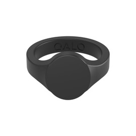 QALO Men & Women's Rubber Silicone Ring, Signet Rubber Unisex Wedding Band, Breathable, Durable Engagement Silicone Ring, 6mm Wide 1.8mm Thick, Black, Size 8