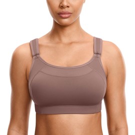 SYROKAN Front Adjustable Sports Bras for Women High Impact Wirefree Comfort No Bounce Support Workout Running Bra Umber 38B