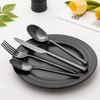 KINGSTONE Black Silverware Set, 20-Piece Forged Flatware Set Cutlery Set