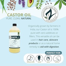Organic Castor Oil-Ricinus Communis-100% Pure, Clean, Naked Castor Oil, (32 Ounce)