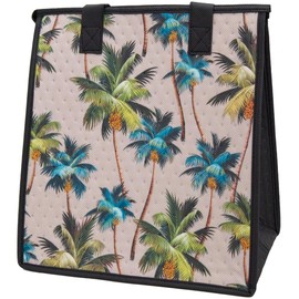 Tropical Paper Garden - Medium Insulated Lunch Bag - Palm Trees Taupe