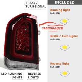Sagnod Auto Tail Light compatible with 2015-2023 Chrysler 300 Left Driver Side