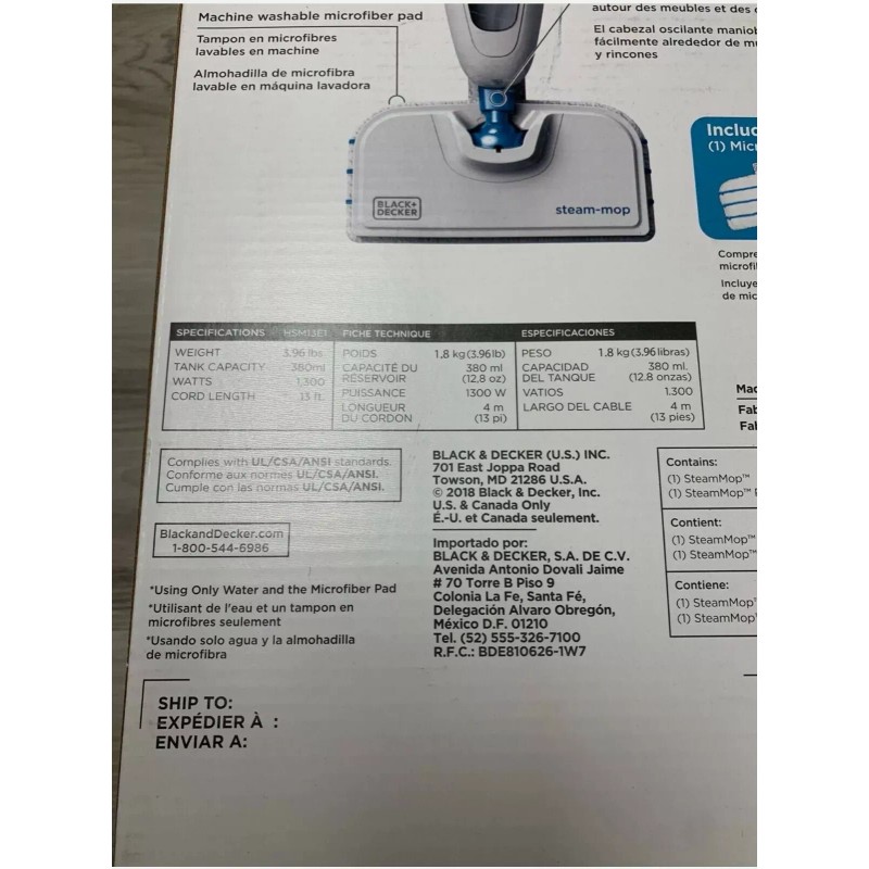 BLACK+DECKER Black & Decker Classic Electric Steam Mop Marble Granite