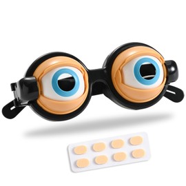 BEIHOO Crazy Eyes Glasses Funny Party Goods with Nose Pads for Painless Anti-slip End-of-Year Parties Events Birthday Farewell Party Christmas Gift Toy (Black x 1)
