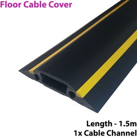 1.5m x 83mm Heavy Duty Rubber Floor Cable Safety Cover Protector - Conduit Tunnel Sleeve – Great for Home (Garage), Office, Warehouse – Walk Over Wire Management - Loops