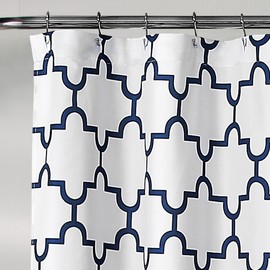 Lush Decor Navy Bellagio Fabric Shower Curtain, Bathroom Accessories, (72" x 72")