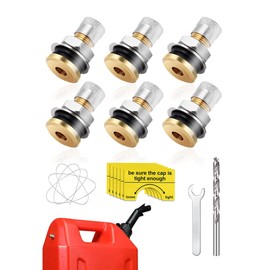 YAKEFLY 6 Pack Fuel Gas Tank Vent Caps,Leak-Proof Gas Jug Vent Caps Enhances Flow,Metal Gas Can Vent Cap Kit,Gas Tank Vent Cap Fuel Tank Exhaust Vent Valve Kit for Faster Refills