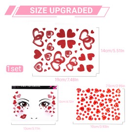 3 Stück Herz Sticker Gesicht, Glitzer Gesichtstattoo Herzen Selbstklebend, Herz Tattoo Gesicht Aufkleber für Damen, Gesichtstattoo Karneval Fasching Festival, Face Tattoo Carnival, Kinder & Erwachsene