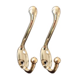 Adirect Robe Hook Strong Hight Quality Aluminum Alloy Hanger Hooks with Screw use in Back Door Kitchen Wall Mounted Bathroom Hanging Coat Clother Towel Hat Key Scarf Bag Cap 1 Pack of 2 (2, Gold)
