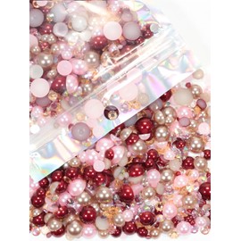 Rhinova 70g Mix Pearls and Rhinestones for Crafting, Sizes Range 3mm-10mm Pearl Beads for Bedazzler Rhinestones for Bedazzling Pearls for Crafting Sock Charms Nail Shoe Mugs (Rosy Elegance Mix)