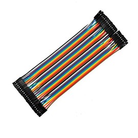 Sourcingmap Female to Female 40Pin Breadboard Jumper Wire 2.54mm Asphalt Ribbon Cable 21cm Long
