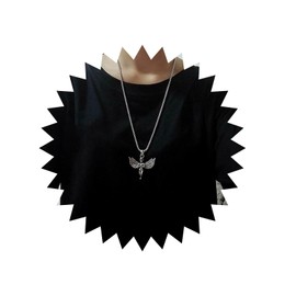 Cimenexe Bohemian Angel Choker Necklace Silver Angel Pendant Necklace Long Sweater Chain Necklace Large 3D Angel Wing Necklace Jewelry for Women and Girls Gifts