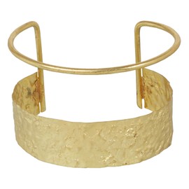 Touchstone NEW Indian Bollywood Brass Base Handcrafted Gorgeous Hammered Hollow Pattern Very Dramatic Look Designer Jewelry Free Size Light Weight Bracelet In Gold Tone For Women., Brass, no gemstone