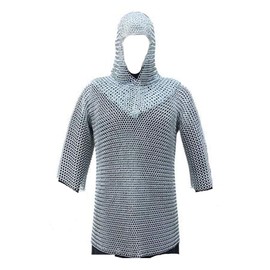 Medieval Chain Mail Shirt and Coif Armor Set And Shirt (LARGE)