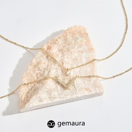 GEMAURA Layering Necklace Women's 14K Gold-Plated Gold Chain Women's Hypoallergenic Double Silver Chain Women's Necklace Women's Silver 925 with Pendant Jewellery for Women, Cubic Zirconia, Cubic