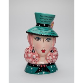 Fine Ceramic Fashion Lady Candy Cookie Jar by Dollymamas by Joey, 10-7/8" H