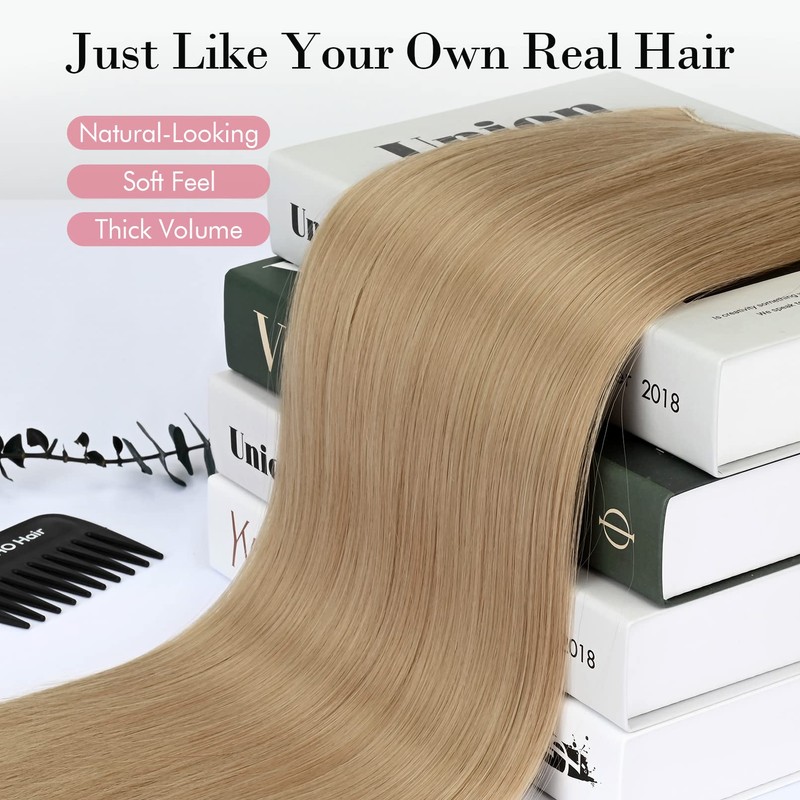 REECHO Invisible Wire Hair Extensions with Transparent Headband Adjustable Size