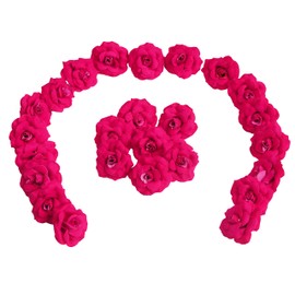 Artificial Garland Velvet Rose Flower for Valentines Day Decoration Pooja Table Bouquet Making Bedroom Haldi Wedding The Bride Cloth for Gifting Idea Home Decor(25 Pieces,Size:2")(White and Pink)