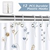 Bonhause Watercolor Floral Shower Curtain, Modern Minimalist Blue Beige Flower