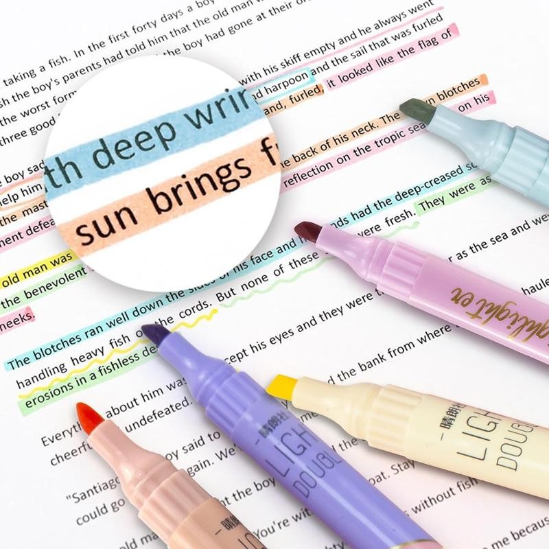 6pcs Highlighters, Aesthetic Pastel Highlighter with 12 Colors, No Bleed,