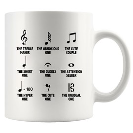 Musical Notes Symbol Definition Musicians Gifts Choir Director Member Pianist Music Teacher Student Piano Player Music Notes Arrangement Composer Novelty Drinkware Ceramic Mug 11 oz White
