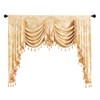 ELKCA Golden Jacquard Swag Waterfall Valance Luxury Gold Damask Curtain