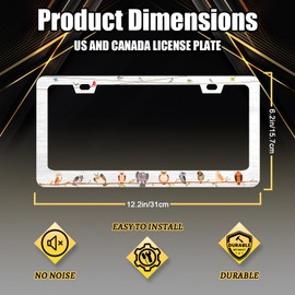 Cartoon Owls and Birds License Plate Frame Cute Animal License Plate Holder Personalise Auto Parts for Men Women Car Decoration Stainless Steel Funny License Plate with Screws 12.2" x 6.2"