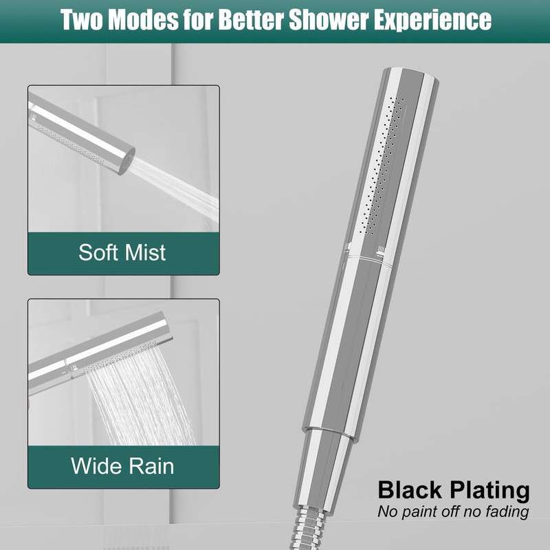 Hoimpro Deck Mount Bathtub Faucet Set, Polished Chrome Widespread Tub