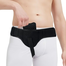Hernia Belt Truss for Men and Women, Adjustable Supportive Groin Pain with Removable Compression Pads for Pre or Post-Surgical Scrotal, Femoral