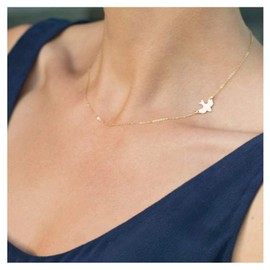 Aneneiceera Small Bird Choker Necklace Small Golden Dove Necklace Chain Flying Bird Charm Necklaces Wedding Jewellery for Women and Girls (Gold)