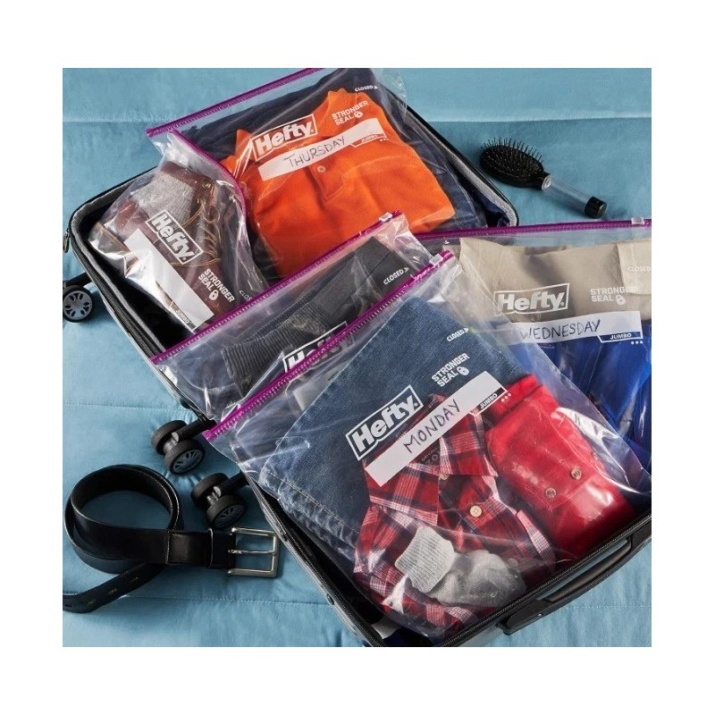 Hefty Slider Jumbo Storage Bags, 2.5 Gallon Size, 12 Count.