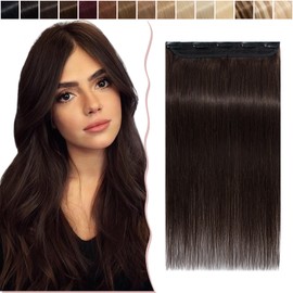 14 inches SEGO One Piece Hair Extensions Clip in Human Hair [#2 Dark Brown] Real Remy Hairpieces for Women 3/4 Full Head Straight Invisible (45g)