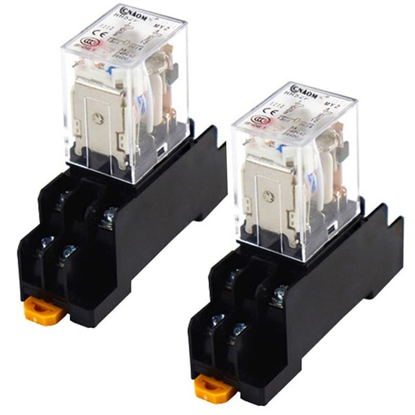 HH52P Electromagnetic Power Relay + Base 2pcs AC 12V/24V/110V/220V Power