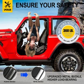 moveland Upgrade 4 Pack Roll Bar Grab Handles Compatible with Jeep Wrangler UTV, Deluxe Roll Bar Grab Handles Easy-to-fit for 1987-2023 TJ YJ JK TJ Models (Red)