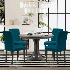 Sufdari Dining Room Chair Covers - Set of 4, Peacock Blue, Non-Slip Spandex, Stretch Dining Chair Slipcovers for Dining Room, Hotel (Large)