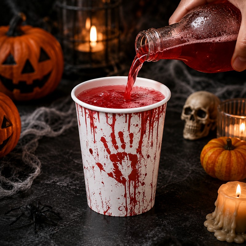 Halloween Disposable Tableware for Horror Parties – Bloody Handprint Paper