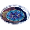 Dekorative Pillendose aus Metall mit Blumenmosaik, Murano-Design, Blau und Rosa,