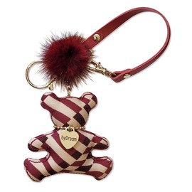 byDream Bear Key Chain, Bear Bag Charm, Plush Bear Keychain, Cloth Genuine Leather Strap, Real Mink Four, Comes with Pom Poms, Stylish, Cute, Strap, Bag, Gift, Present, Animal, Animal Charm, Christmas