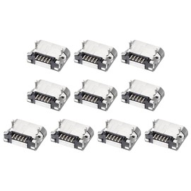 DMiotech 10pcs Micro USB Female Socket Connector 5 Pin Jack Sockets Adapter 180 Degree 1A 30V Jack Connector Set for Phone Computer USB Repair Replacement Adapter