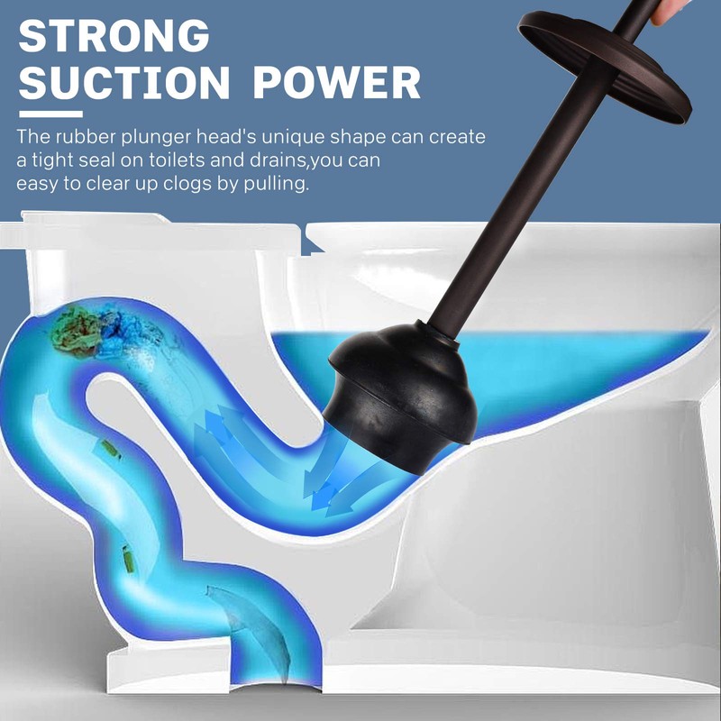 DOWRY Anti-Hand Off Bronze Toilet Plunger with Holder for Bathroom,Powerful